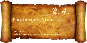 Mansberger Alda névjegykártya
